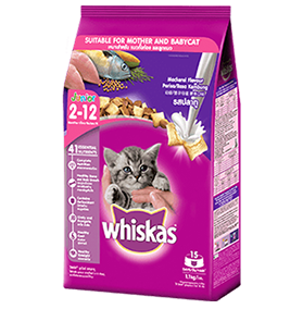 Gambar rangkaian produk makanan kering anak kucing WHISKAS®