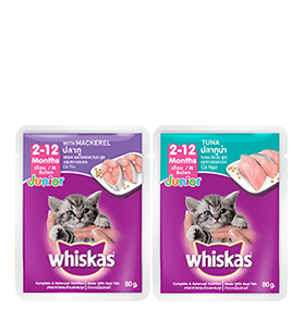 Gambar rangkaian produk makanan basah anak kucing WHISKAS®