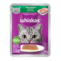 Makanan Kucing Basah WHISKAS® Pouch Senior 80g Tuna image