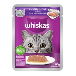 Makanan Kucing Basah WHISKAS® Pouch Senior 80g Ikan Kembung image
